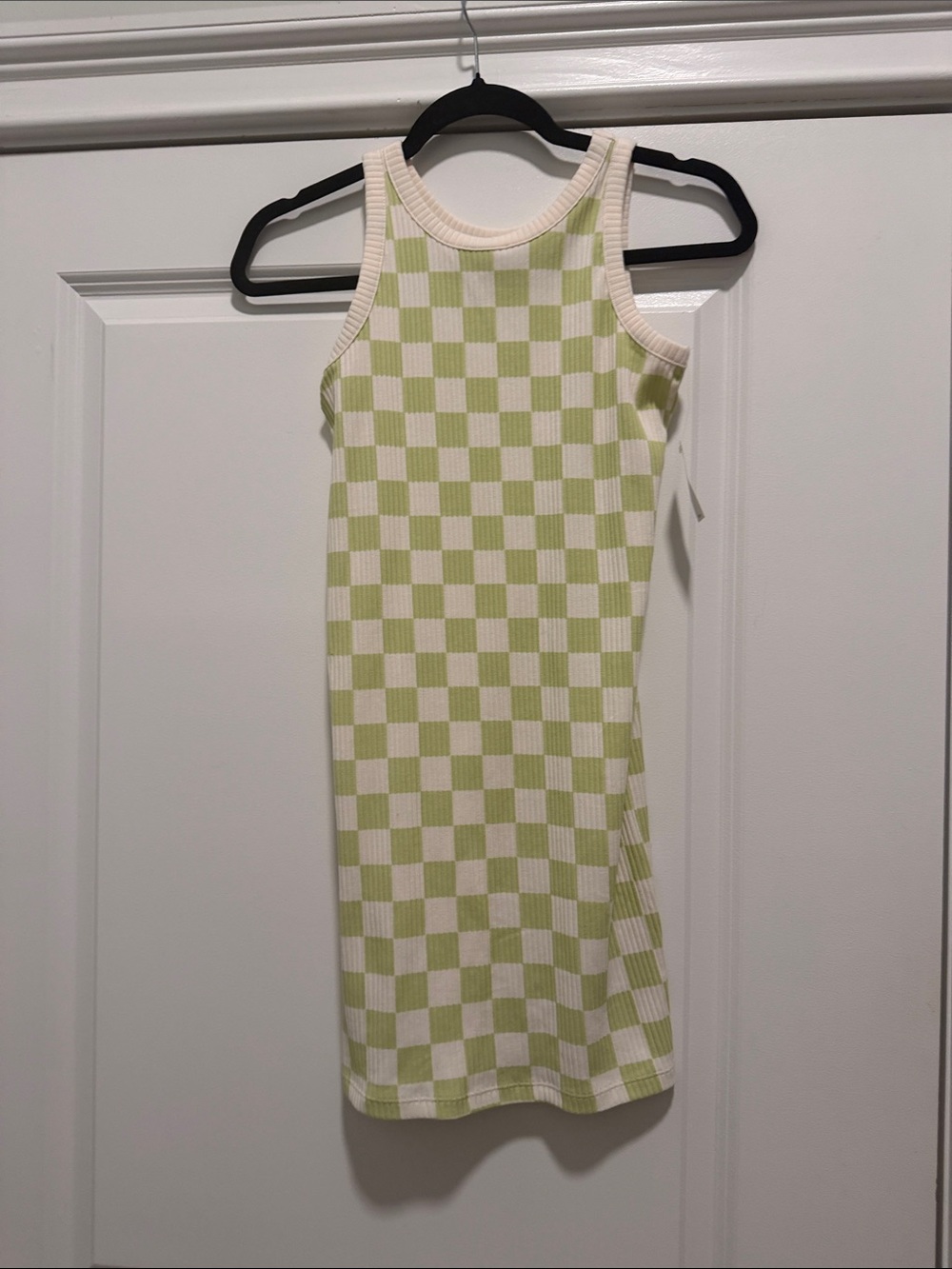 Old Navy Green and White Checkered Tank Dress